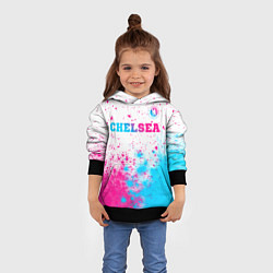 Толстовка-худи детская Chelsea neon gradient style посередине, цвет: 3D-черный — фото 2