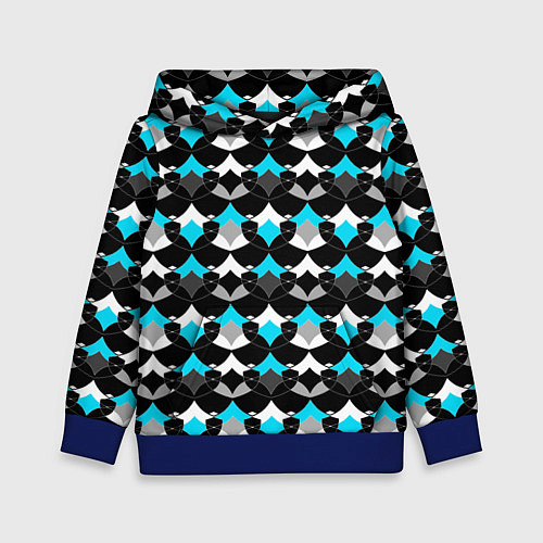 Детская толстовка Синий с черным и белым геометрический узор / 3D-Синий – фото 1
