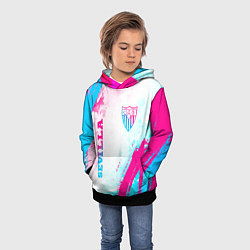 Толстовка-худи детская Sevilla neon gradient style вертикально, цвет: 3D-черный — фото 2