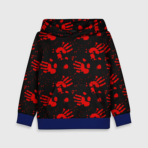 Детская толстовка Blood hands паттерн / 3D-Синий – фото 1