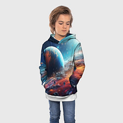 Толстовка-худи детская Космос фантастическая планета, цвет: 3D-белый — фото 2