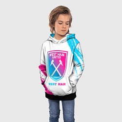 Толстовка-худи детская West Ham neon gradient style, цвет: 3D-черный — фото 2