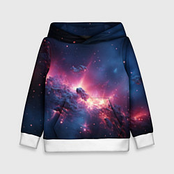 Толстовка-худи детская Взрыв в космосе, цвет: 3D-белый