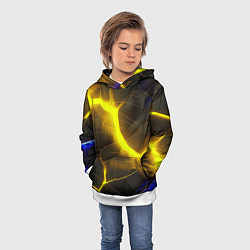 Толстовка-худи детская Желтое неоновое свечение, цвет: 3D-белый — фото 2