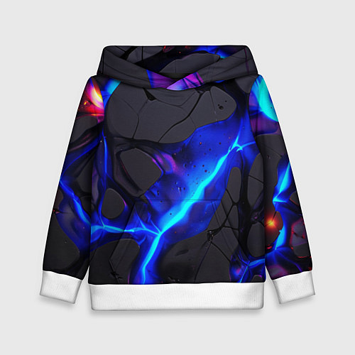 Детская толстовка Темный синий неон из разлома плит / 3D-Белый – фото 1