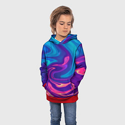 Толстовка-худи детская Неоновый градиент синий и оранжевый, цвет: 3D-красный — фото 2