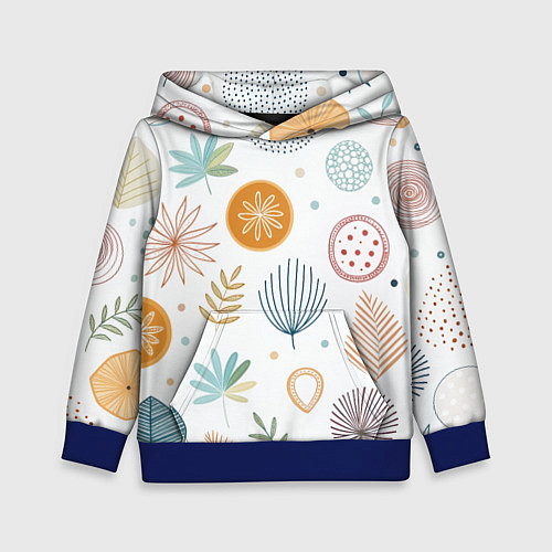 Детская толстовка Листья и узоры / 3D-Синий – фото 1