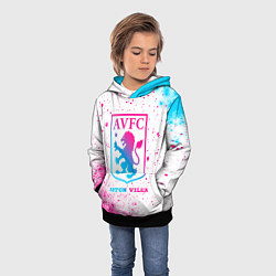 Толстовка-худи детская Aston Villa neon gradient style, цвет: 3D-черный — фото 2