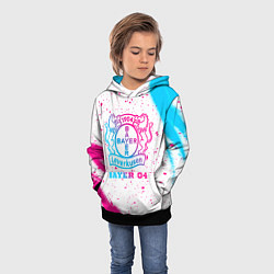 Толстовка-худи детская Bayer 04 neon gradient style, цвет: 3D-черный — фото 2