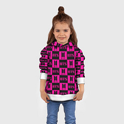 Толстовка-худи детская BTS pattern pink logo, цвет: 3D-белый — фото 2