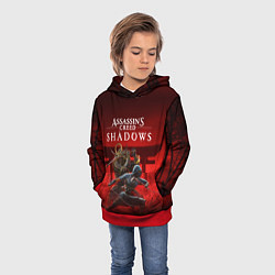 Толстовка-худи детская Персонажи Assassins creed shadows, цвет: 3D-красный — фото 2