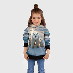 Толстовка-худи детская Polar bear with her cubs - ai art, цвет: 3D-черный — фото 2