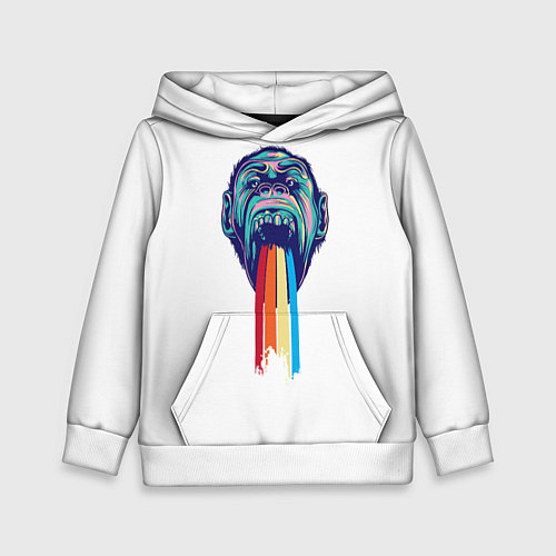 Детская толстовка Обезьяна с радугой / 3D-Белый – фото 1
