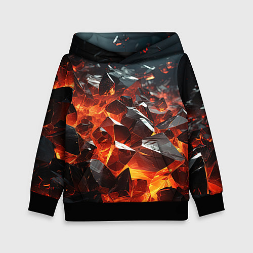 Детская толстовка Взрыв камней в красном неоне / 3D-Черный – фото 1
