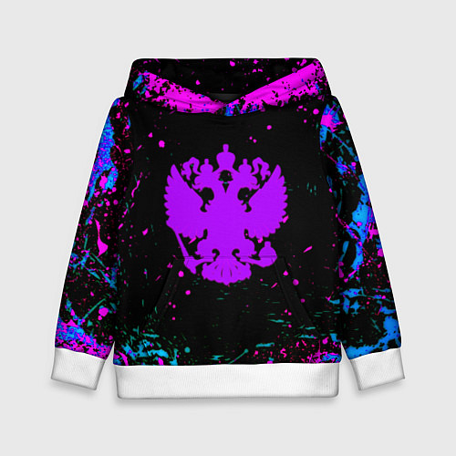 Детская толстовка Герб в стиле киберпанк краски / 3D-Белый – фото 1