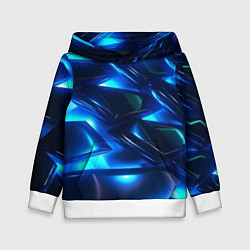 Толстовка-худи детская Синие абстрактные неоновые плиты, цвет: 3D-белый
