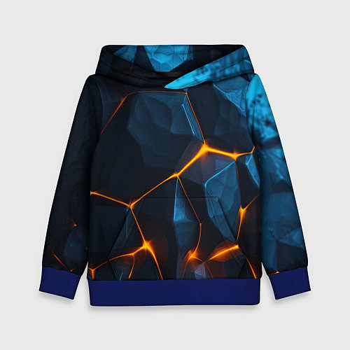 Детская толстовка Разлом плит с оранжевым свечением / 3D-Синий – фото 1