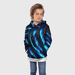Толстовка-худи детская Неоновая яркая геометрическая абстракция со светом, цвет: 3D-белый — фото 2
