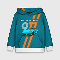 Толстовка-худи детская Porsche немецкий спорткар, цвет: 3D-белый