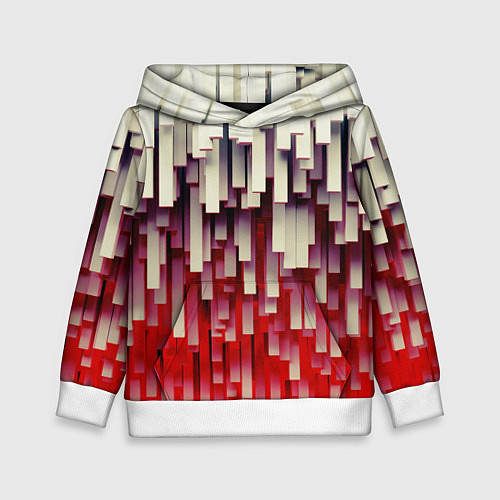 Детская толстовка Блоки-сталактиты с красной подсветкой / 3D-Белый – фото 1