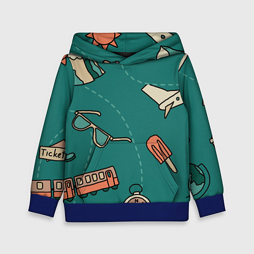 Детская толстовка Предметы для путешествий, транспорт / 3D-Синий – фото 1