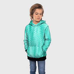 Толстовка-худи детская Светлый бирюзовый абстрактный полосочки, цвет: 3D-черный — фото 2