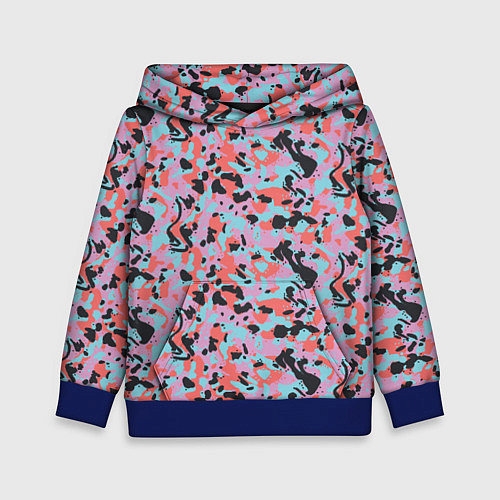 Детская толстовка Неоновый пиксельный камуфляжный паттерн / 3D-Синий – фото 1