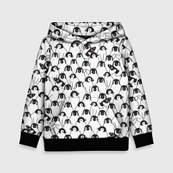 Толстовка-худи детская Узор с пингвинами, цвет: 3D-черный