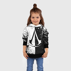 Толстовка-худи детская Assasins Creed - black and white, цвет: 3D-черный — фото 2