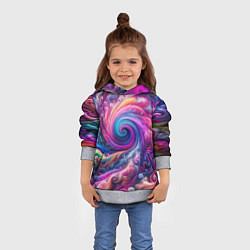 Толстовка-худи детская Абстракция, водоворот из ярких красок, цвет: 3D-меланж — фото 2