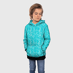 Толстовка-худи детская Бело-голубой паттерн квадратики, цвет: 3D-черный — фото 2