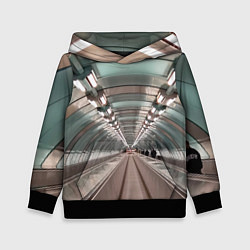 Толстовка-худи детская Траволатор на станции метро Спортивная в Петербург, цвет: 3D-черный