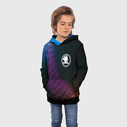 Толстовка-худи детская Skoda neon hexagon, цвет: 3D-черный — фото 2