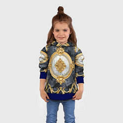 Толстовка-худи детская Классические узоры лакшери текстура, цвет: 3D-синий — фото 2