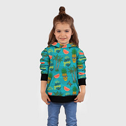 Толстовка-худи детская Enjoy summer pattern - pineapple, цвет: 3D-черный — фото 2