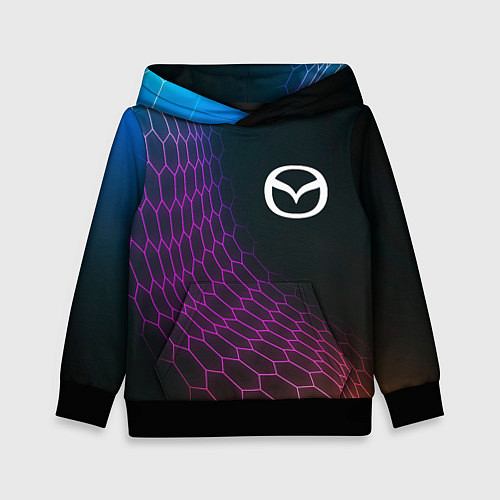 Детская толстовка Mazda neon hexagon / 3D-Черный – фото 1