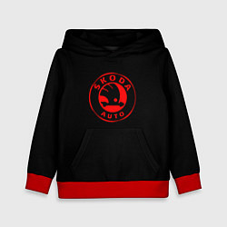 Толстовка-худи детская Skoda red logo, цвет: 3D-красный