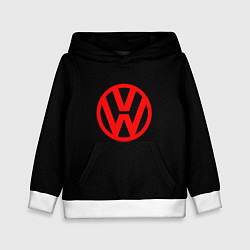 Толстовка-худи детская Volkswagen red logo, цвет: 3D-белый