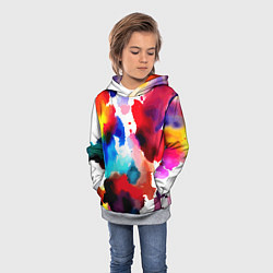 Толстовка-худи детская Абстрактная акварельная композиция, цвет: 3D-меланж — фото 2