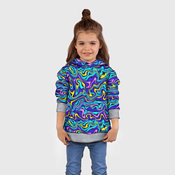 Толстовка-худи детская Psychedelic multicolored pattern, цвет: 3D-меланж — фото 2