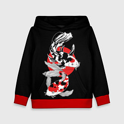Толстовка-худи детская Карпы кои - японский стиль, цвет: 3D-красный