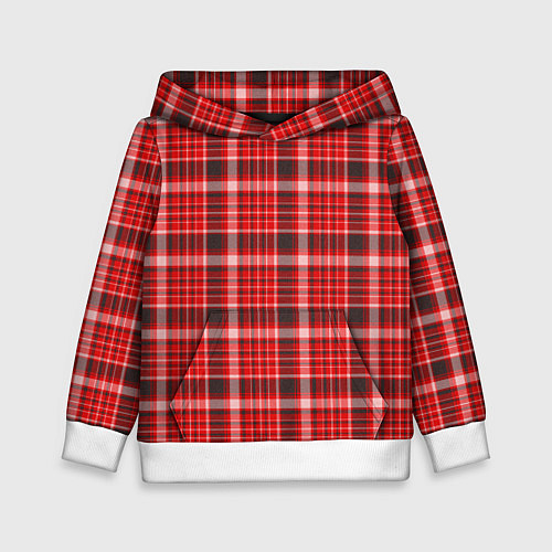 Детская толстовка Красный клетчатый узор / 3D-Белый – фото 1