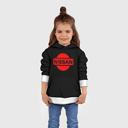 Толстовка-худи детская Nissan red logo, цвет: 3D-белый — фото 2