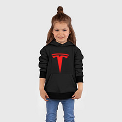 Толстовка-худи детская Tesla red logo, цвет: 3D-черный — фото 2