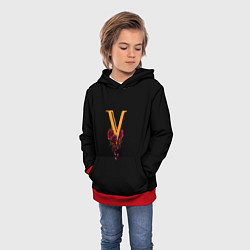 Толстовка-худи детская Valentinos logo Cyberpunk, цвет: 3D-красный — фото 2