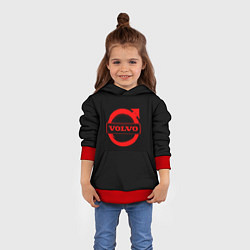 Толстовка-худи детская Volvo red logo auto, цвет: 3D-красный — фото 2