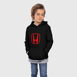 Толстовка-худи детская Honda red logo auto, цвет: 3D-меланж — фото 2
