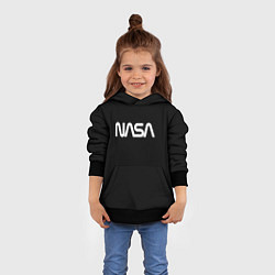 Толстовка-худи детская Nasa white logo, цвет: 3D-черный — фото 2