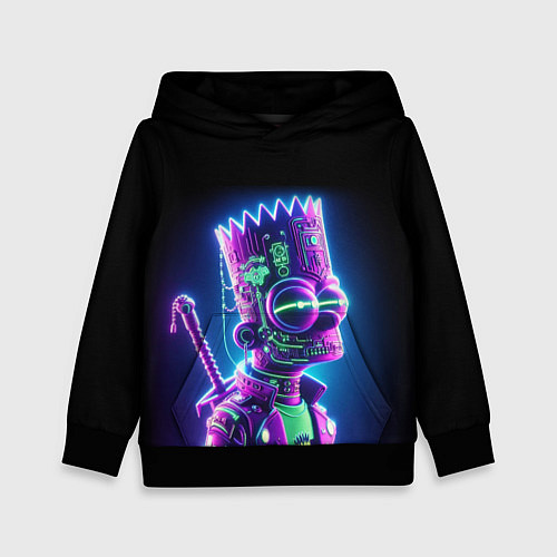 Детская толстовка Bart Simpson cyber ninja - neon glow / 3D-Черный – фото 1