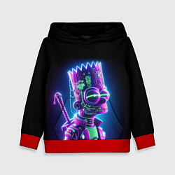 Толстовка-худи детская Bart Simpson cyber ninja - neon glow, цвет: 3D-красный
